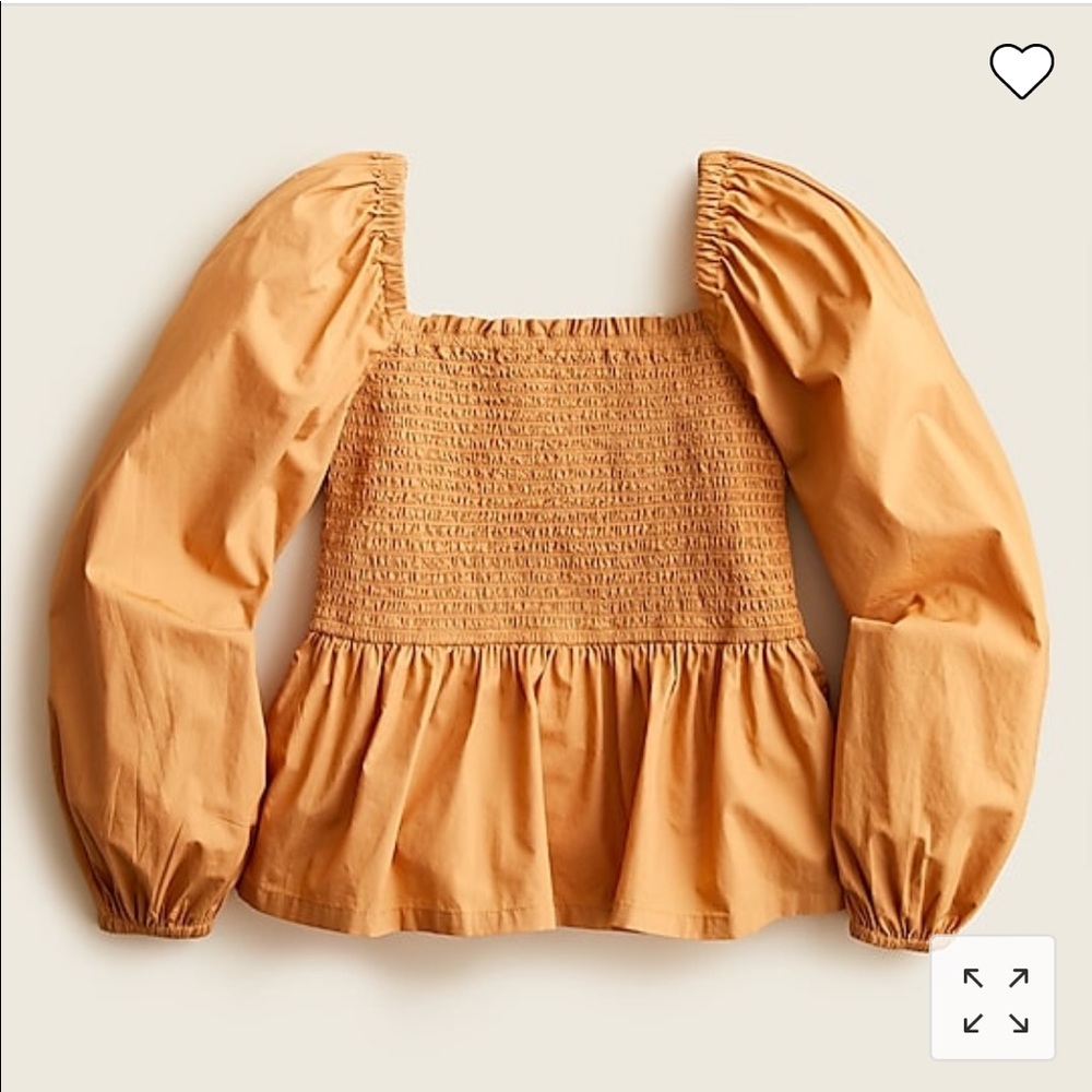 Jcrew Puff-sleeve smocked cotton poplin top